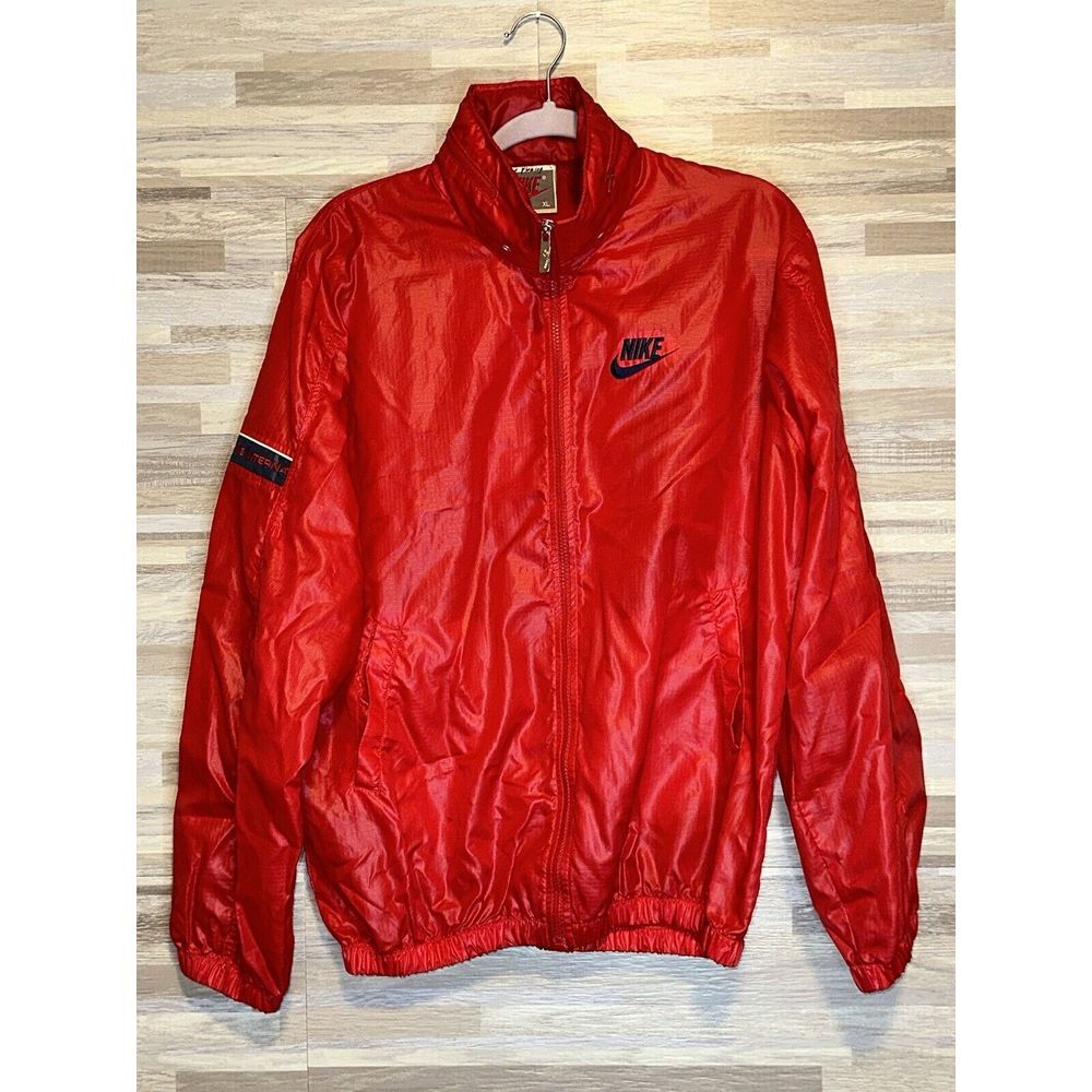 90s Vintage Nike Windbreaker  Full Zip ,Zip Hood  Jacket Small, Red #206